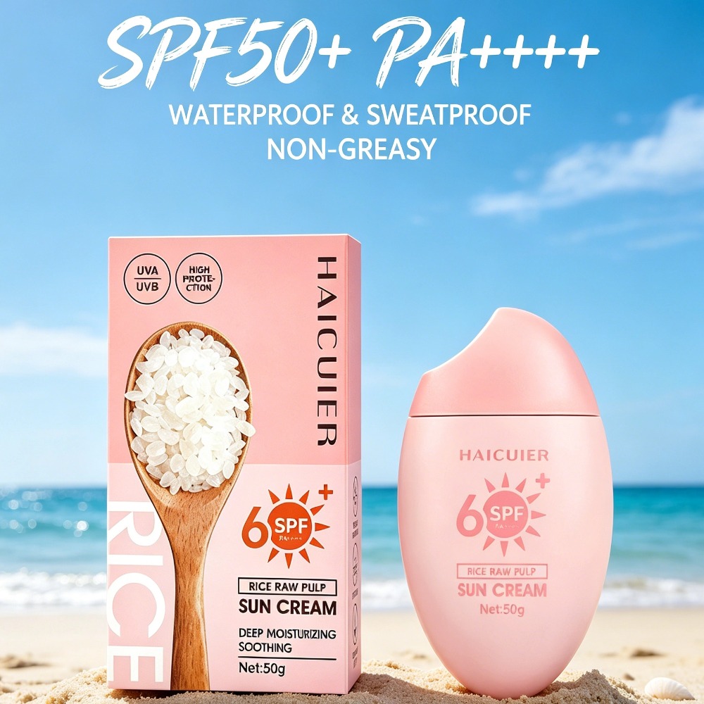 Spf 50 Waterproof Sunscreen - SPF50+ Sunscreen Rice Raw Pulp Moisturizing
