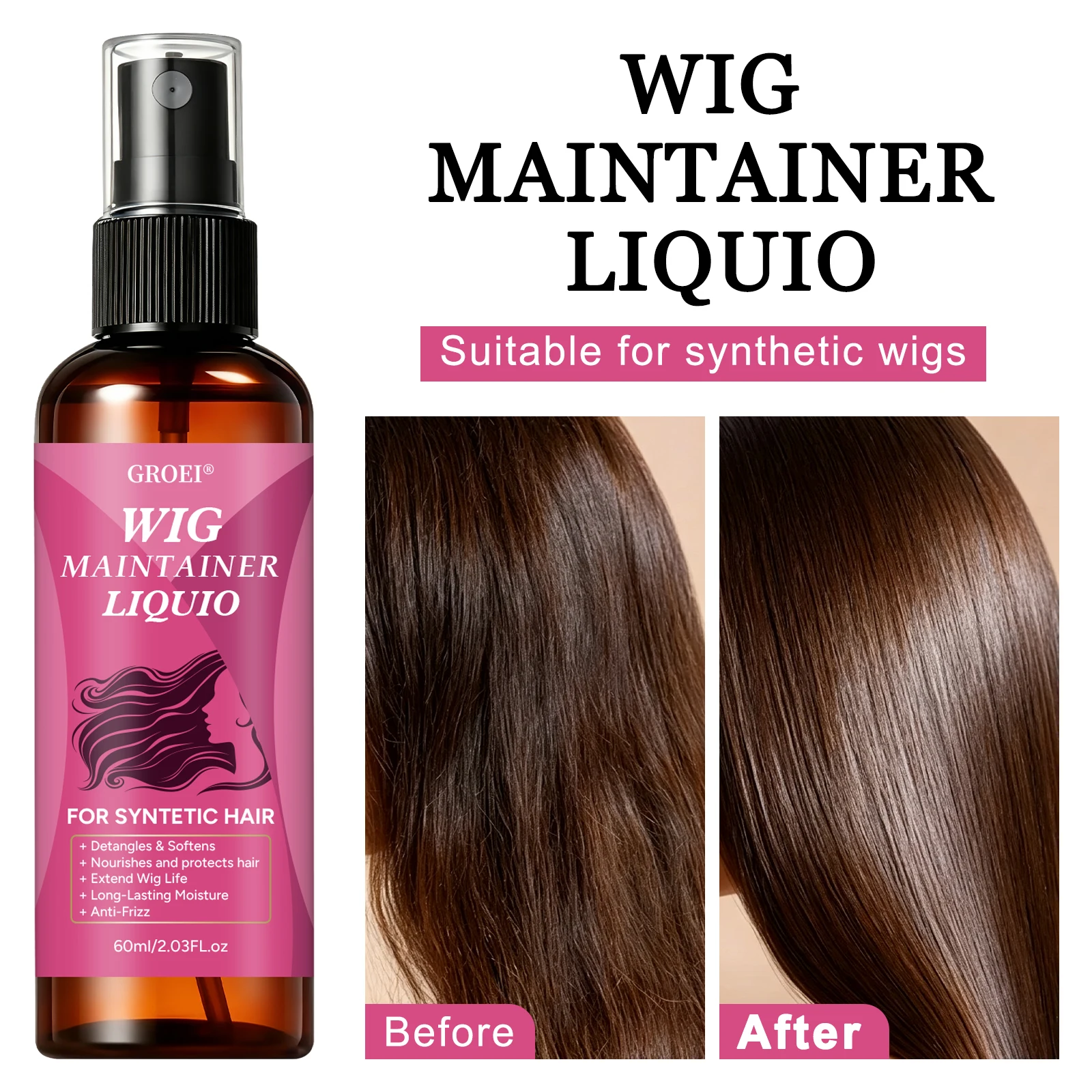 Hair Care - GROEI Anti‑Frizz Wig Maintainer Spray 60ml,