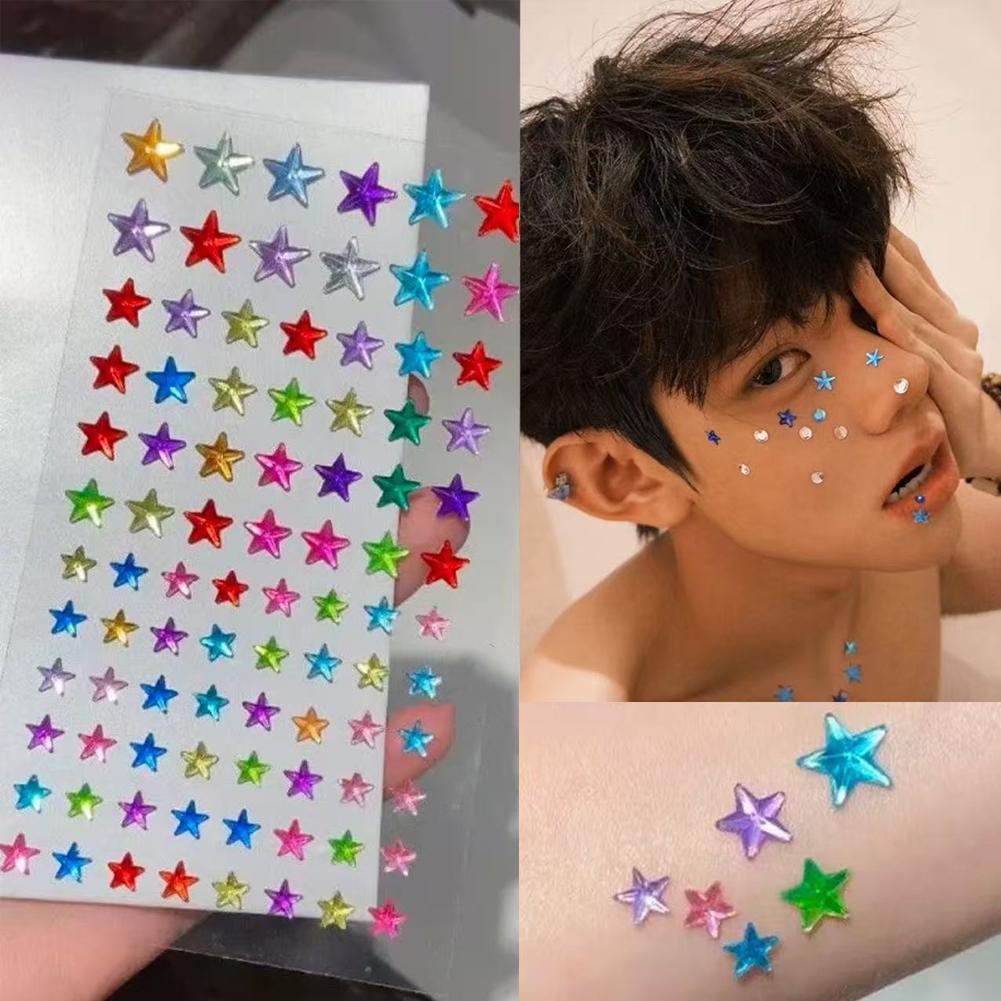 Nail Art - Self-Adhesive Face Rhinestones Colorful Crystal Gem