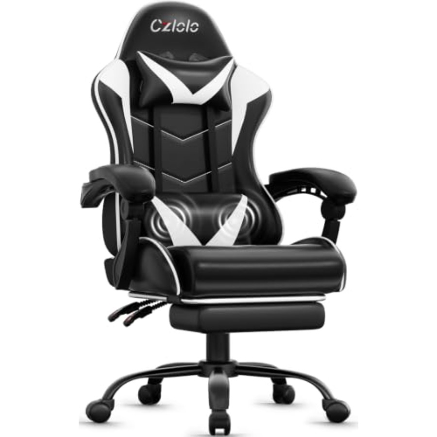 Massage - Gaming Chair with Footrest, Racing Style,