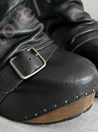 Nail Art - Retro Black Women's Slouchy Boots with