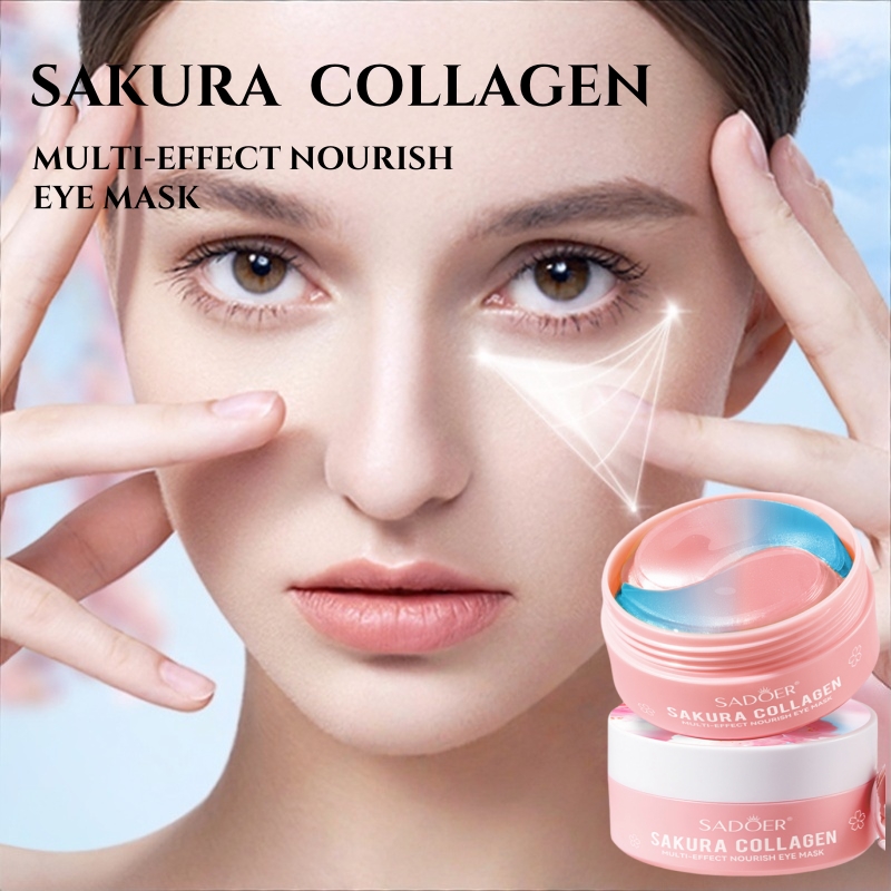 Collagen Under Eye Patches - 60Pcs Sakura Collagen Multi-Effect Nourishing Eye