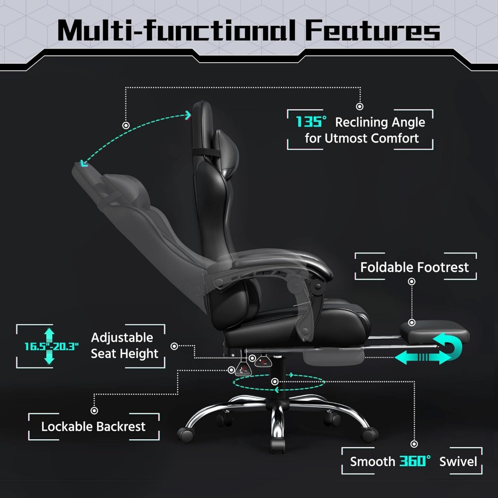 Comfortable PU Leather Gaming  - огляд і ціна Massage