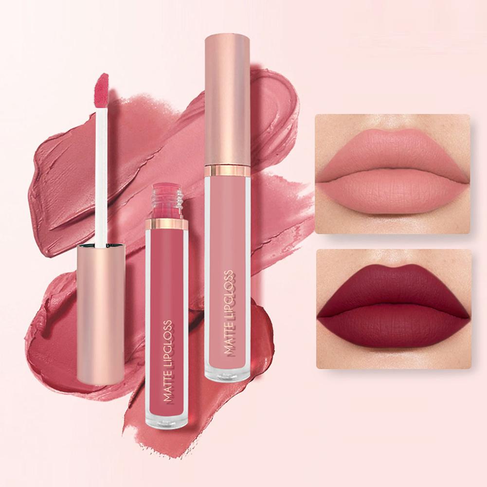 3pcs/set Nude Lip Gloss Matte  - огляд і ціна Matte Velvet Lip Tint Long Lasting