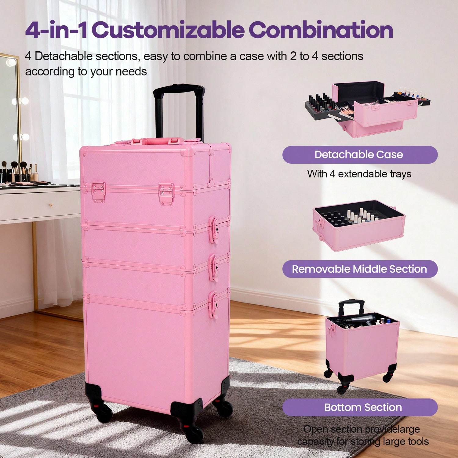 Rolling Makeup Train Case 4 in - огляд і ціна Makeup