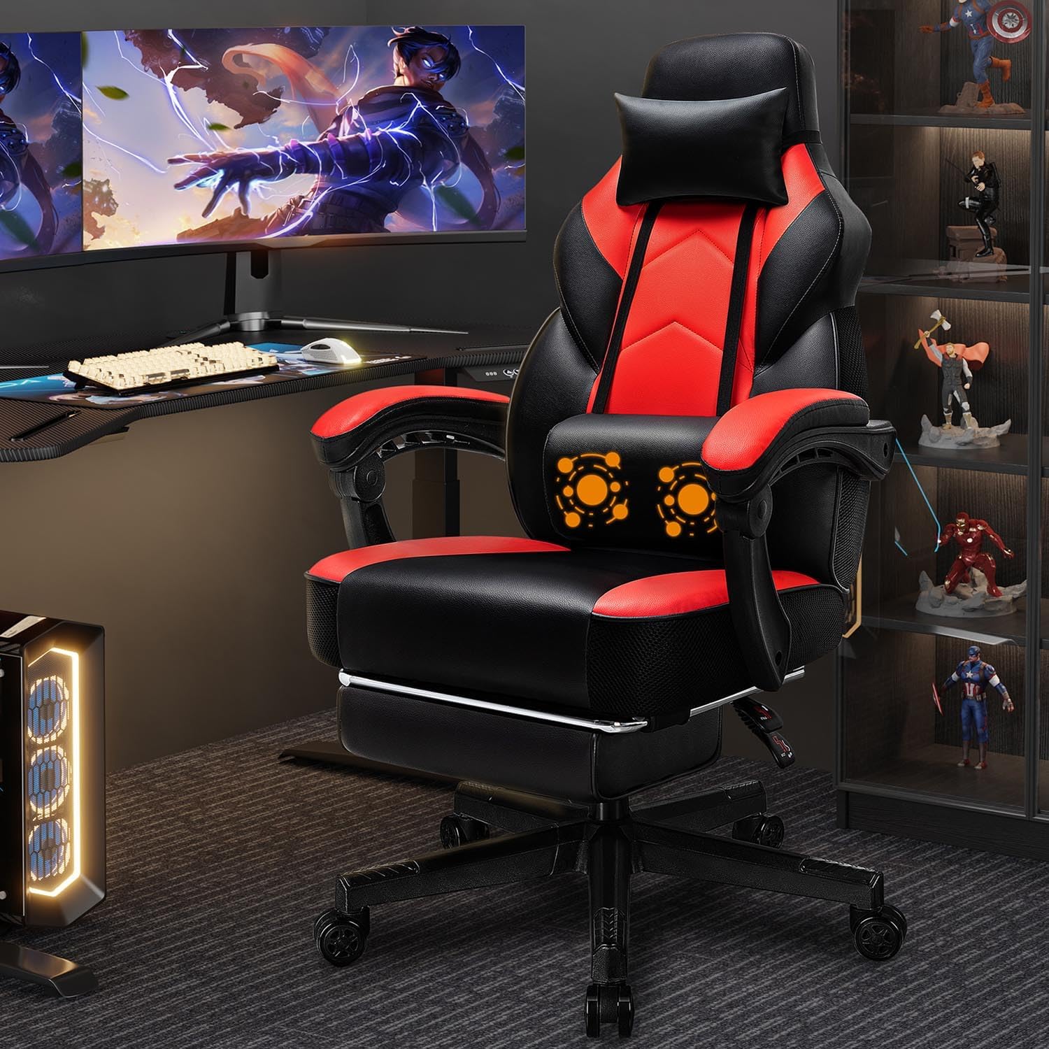 Gaming Chair with Footrest, Ma - огляд і ціна Massage