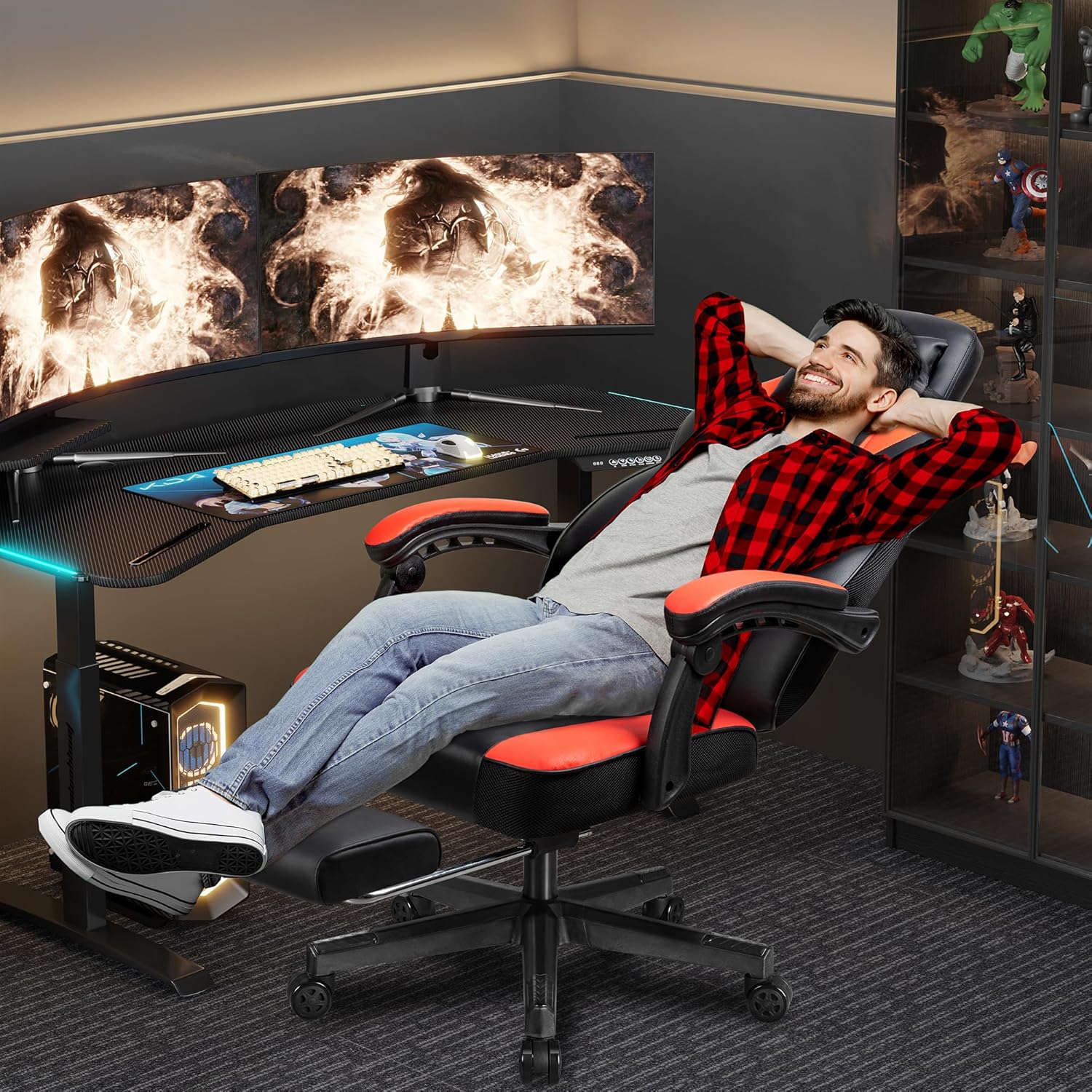Gaming Chair with Footrest, Ma - огляд і ціна Massage