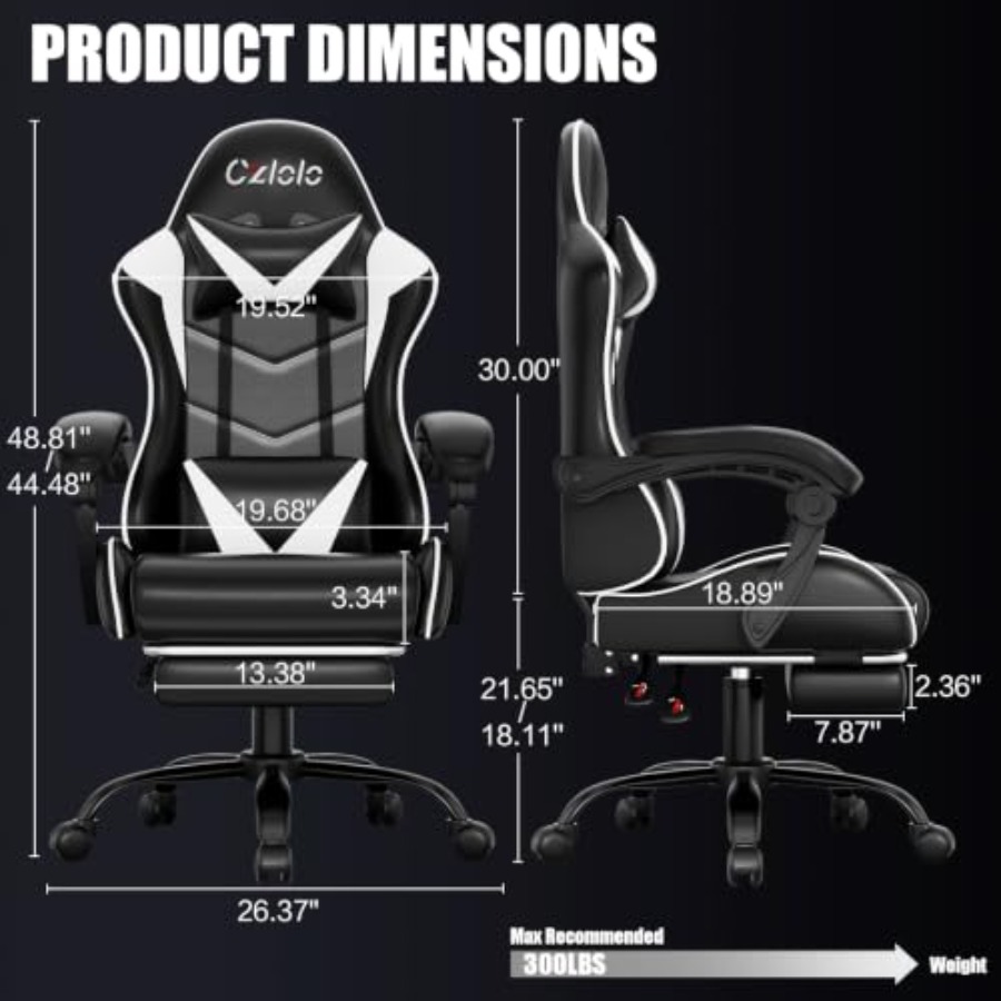 Gaming Chair with Footrest, Ra - огляд і ціна Massage