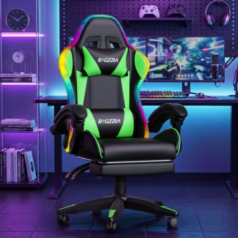 RGB gaming chair with footrest - огляд і ціна Massage