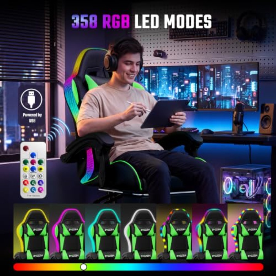 RGB gaming chair with footrest - огляд і ціна Massage