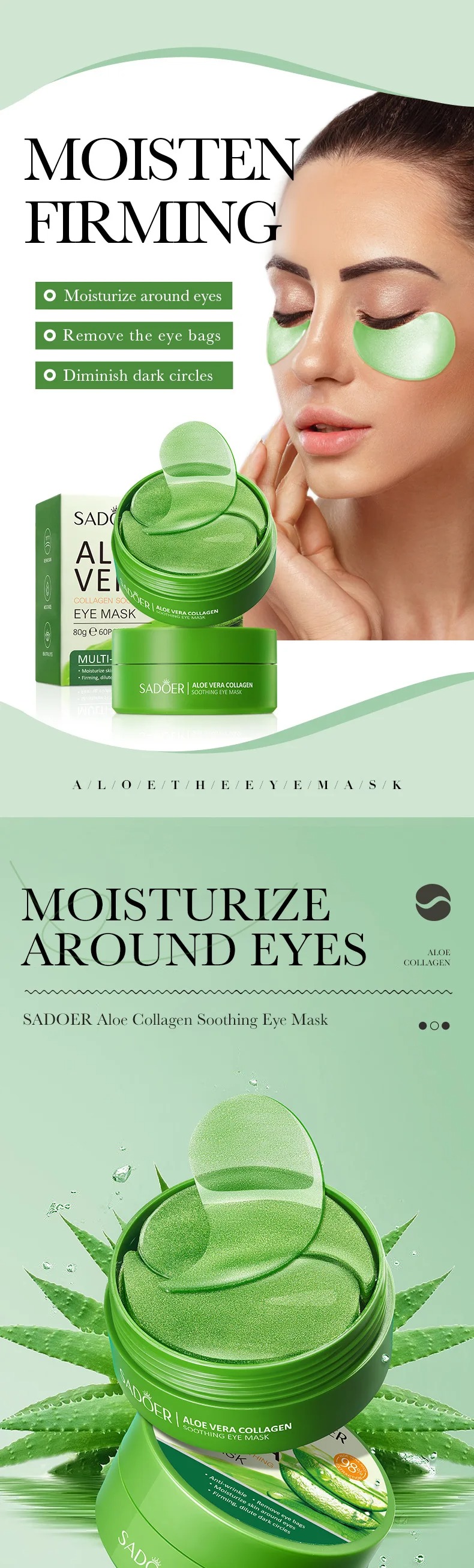 60pcs Aloe Vera Collagen Eye M - огляд і ціна Collagen Under Eye Patches