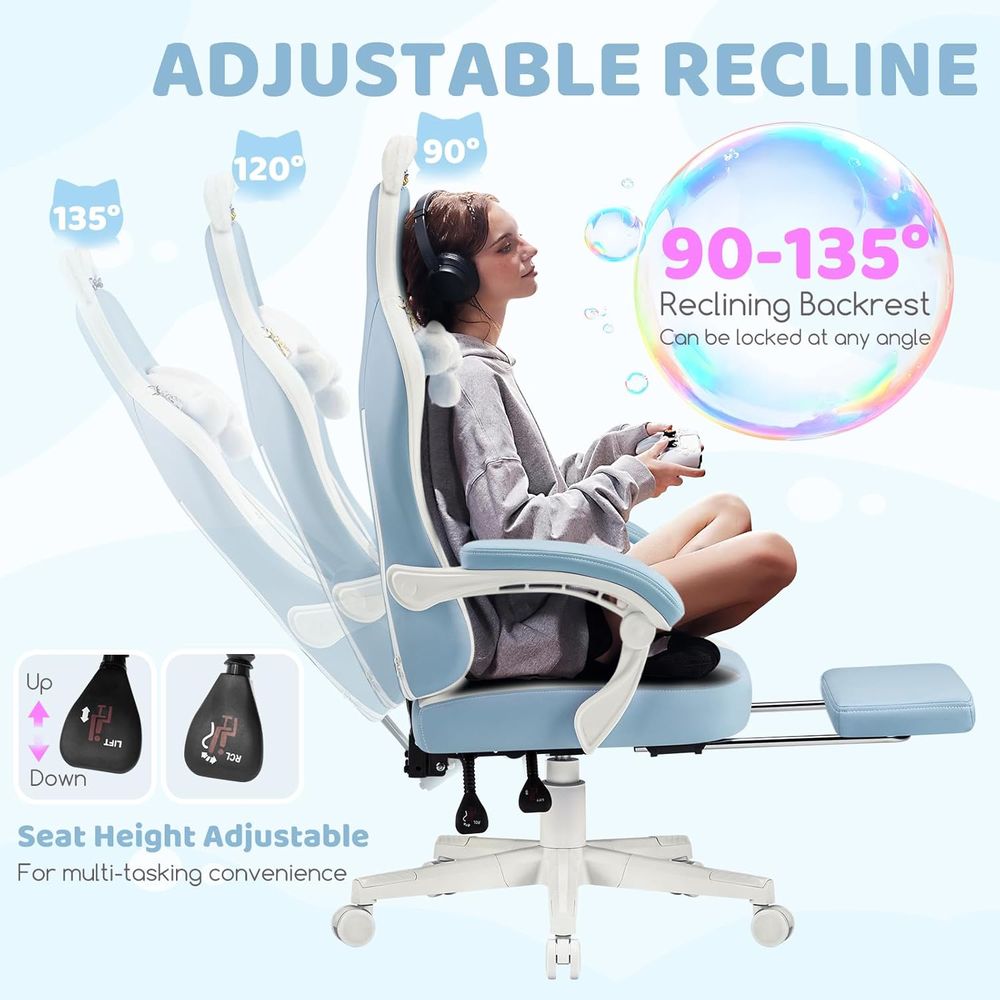 Ergonomic Blue/White Gaming Ch - огляд і ціна Massage
